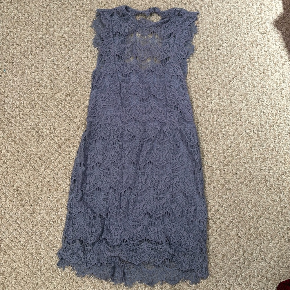 FREE PEOPLE Periwinkle Lace Open Back Dress size L